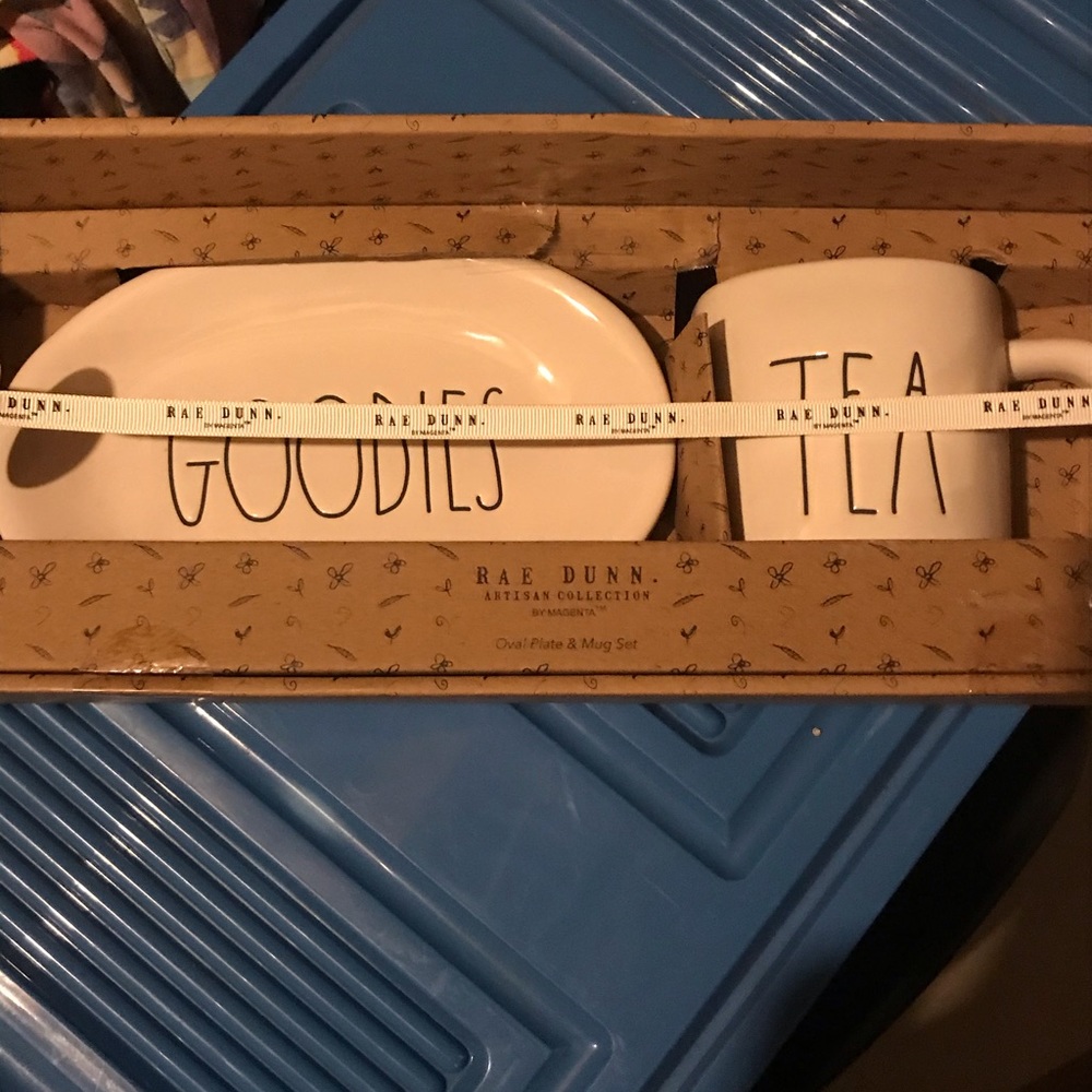 Rae Dunn tea mug and goodie plate NWT